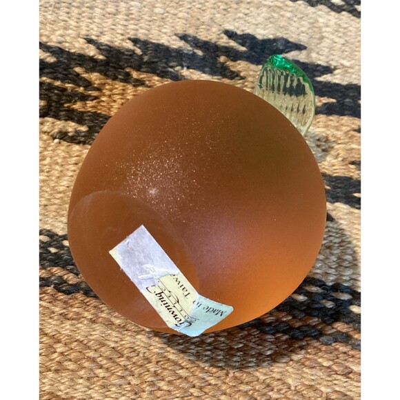 Frosted Glass Art Peach Paperweight by Crowning Touch With Sticker Made Taiwan - Picture 7 of 16